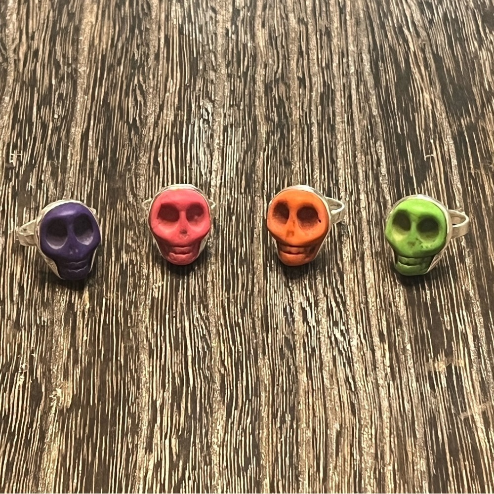 Solid Sterling Silver Adjustable Skull Ring